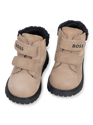Stiefel aus Wildleder - Beige/Schwarz