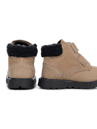 Stiefel aus Wildleder - Beige/Schwarz
