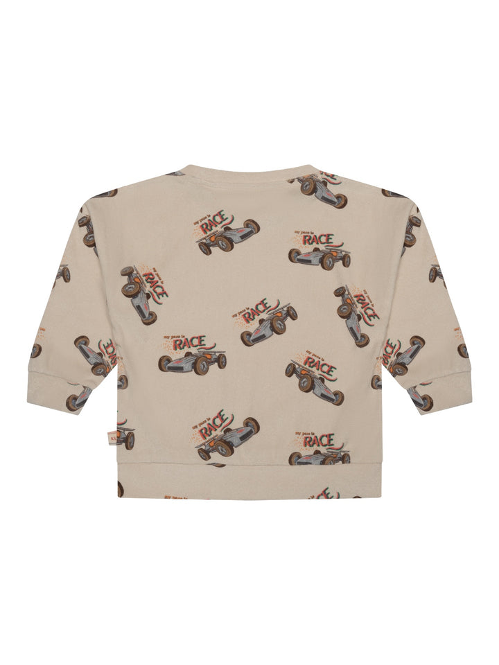 Itty Sweatshirt mit Rennwagen-Motiv - Creme