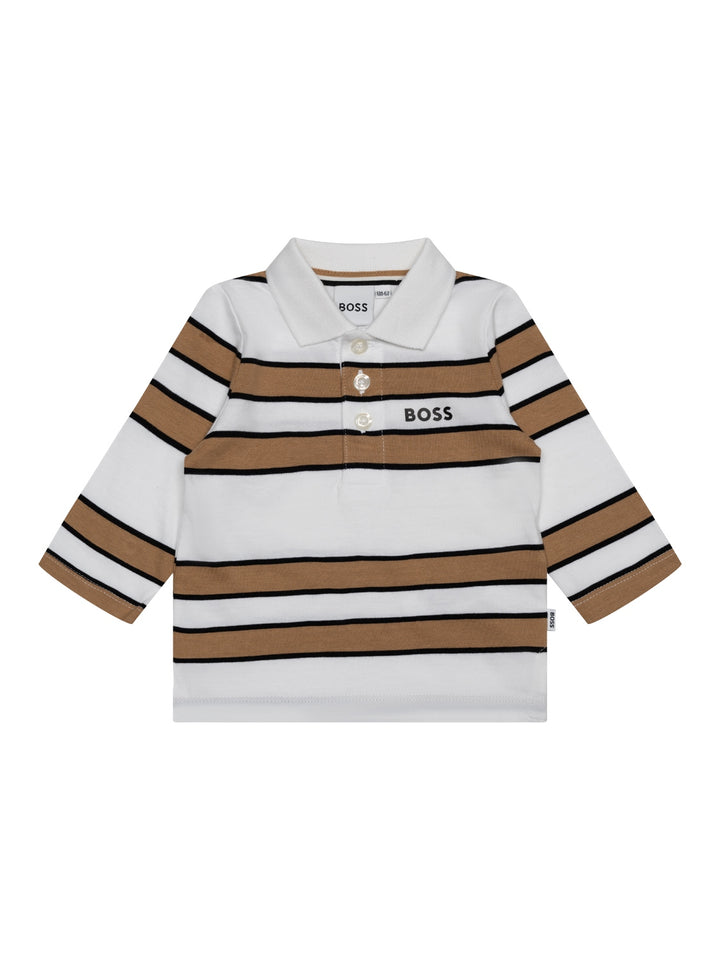 Gestreiftes Poloshirt - Weiß/Beige