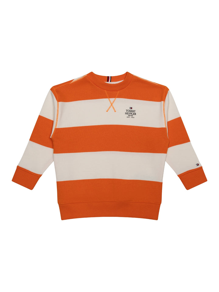 Gestreiftes Sweatshirt - Orange/Creme