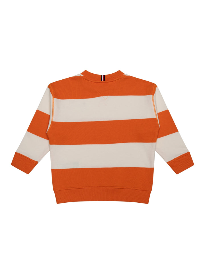 Gestreiftes Sweatshirt - Orange/Creme