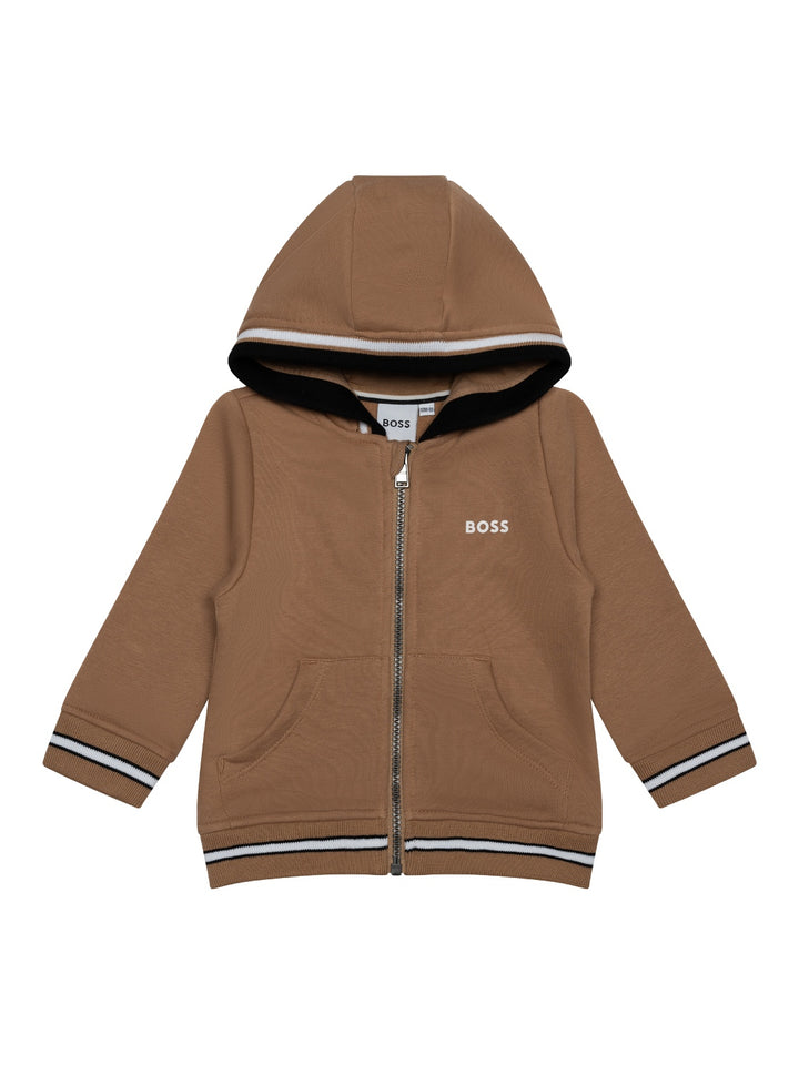 Kapuzensweatjacke mit Logo-Details - Braun