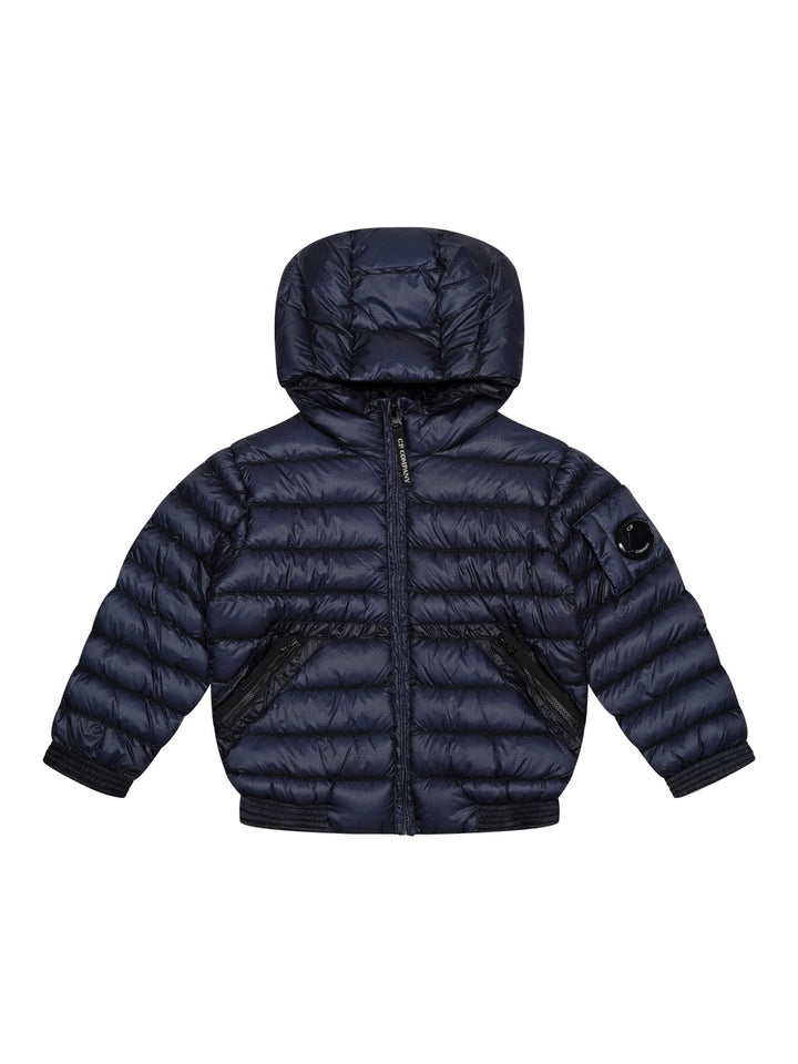 Gesteppte Daunenjacke mit Kapuze - Navy