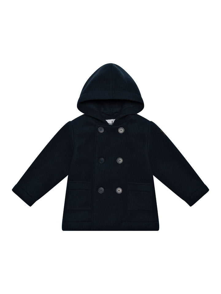 Zweireihiger Mantel aus Fleece - Navy