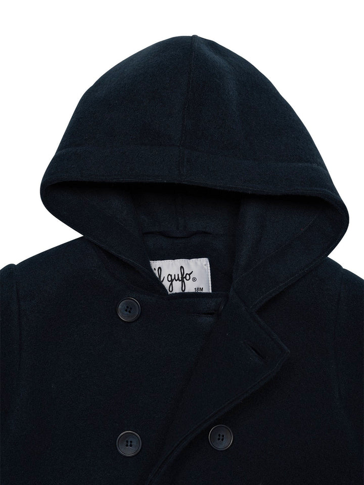 Zweireihiger Mantel aus Fleece - Navy