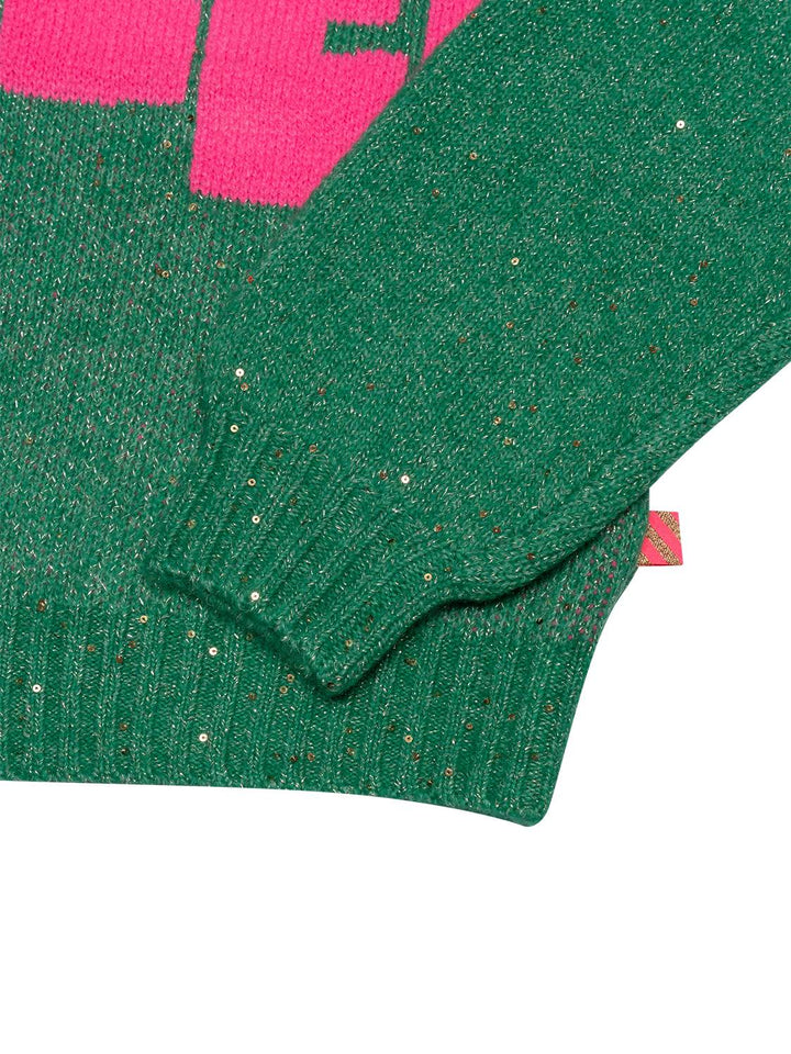 Strickpullover Green mit Metallic-Garn - Grün