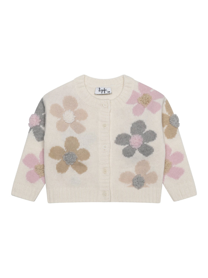 Cardigan mit floralen Verzierungen - Creme