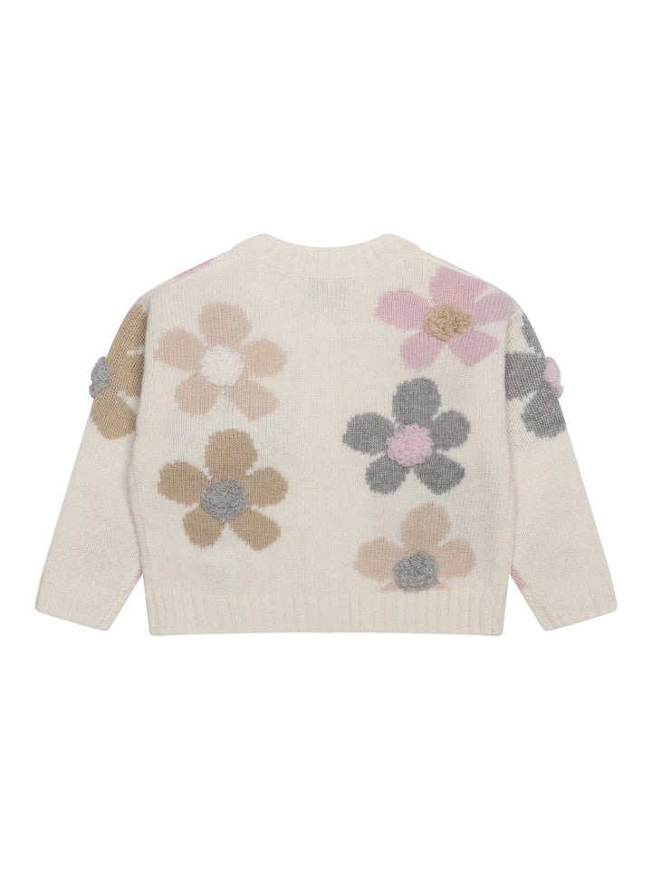 Cardigan mit floralen Verzierungen - Creme