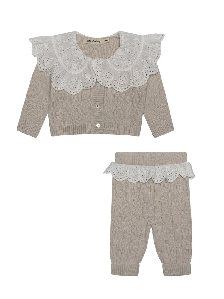 Reykjavik Strick-Set aus Cardigan und Hose - Beige