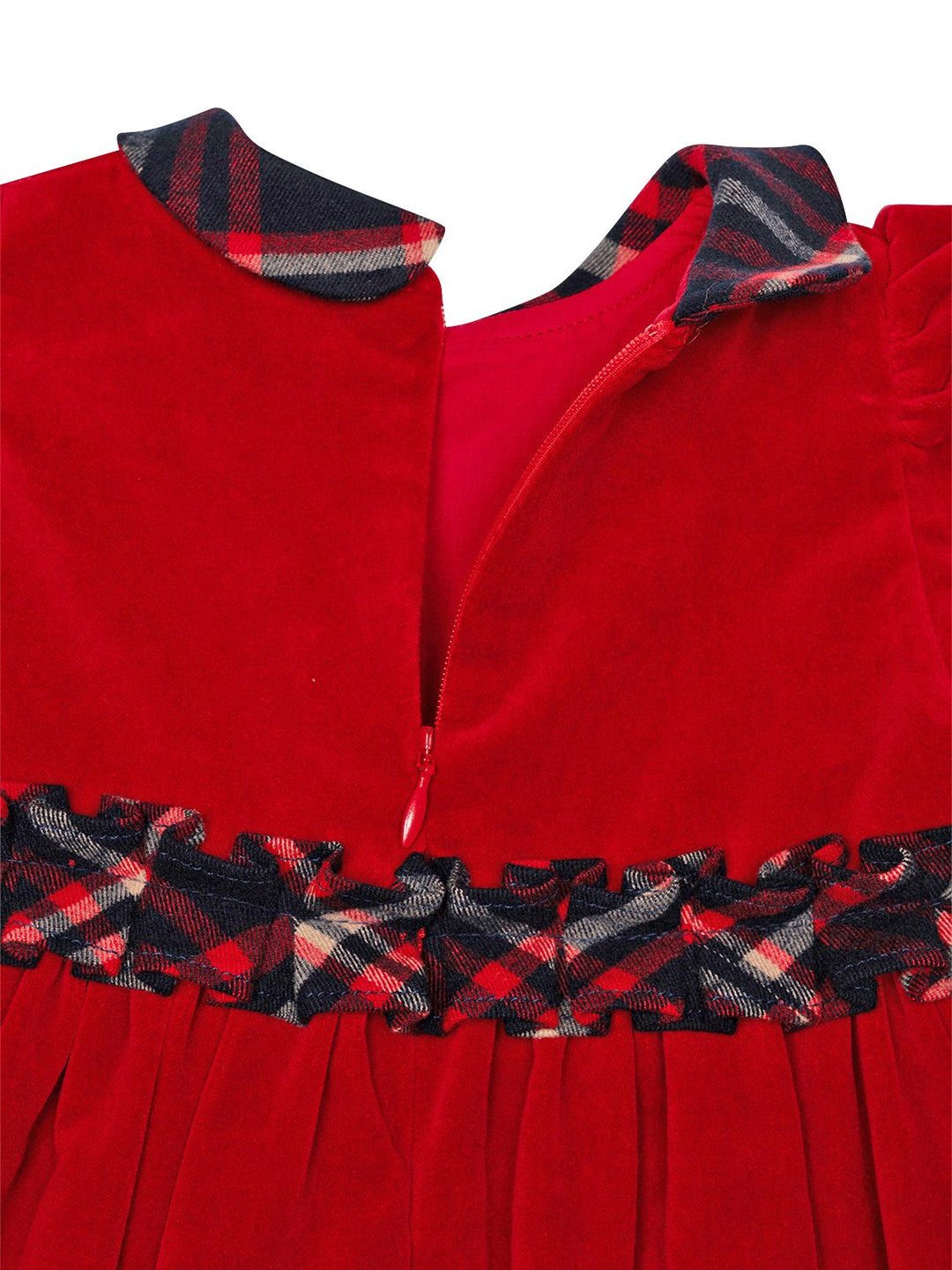 Samtkleid mit Schottenkaro - Rot