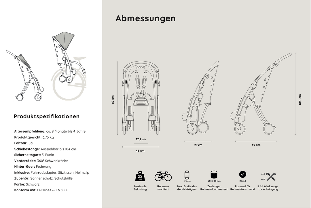 Fahrrad Kindersitz mit Buggy