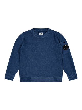 Feinstrickpullover aus Wolle mit Linsen-Detail - Blau