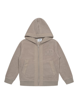 Hoodie-Sweatjacke mit Logo - Taupe