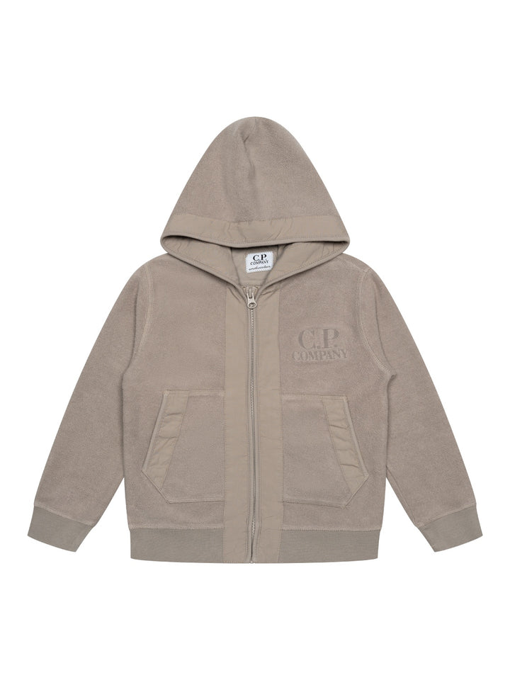 Hoodie-Sweatjacke mit Logo - Taupe