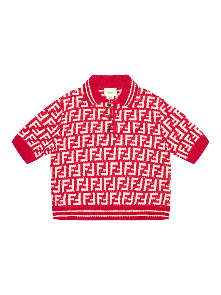 Gestrickter Polo-Pullover mit FF-Logo - Rot