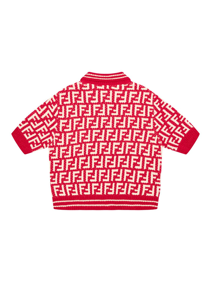 Gestrickter Polo-Pullover mit FF-Logo - Rot