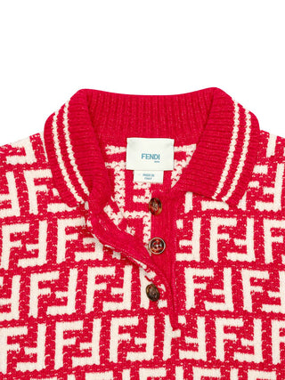 Gestrickter Polo-Pullover mit FF-Logo - Rot