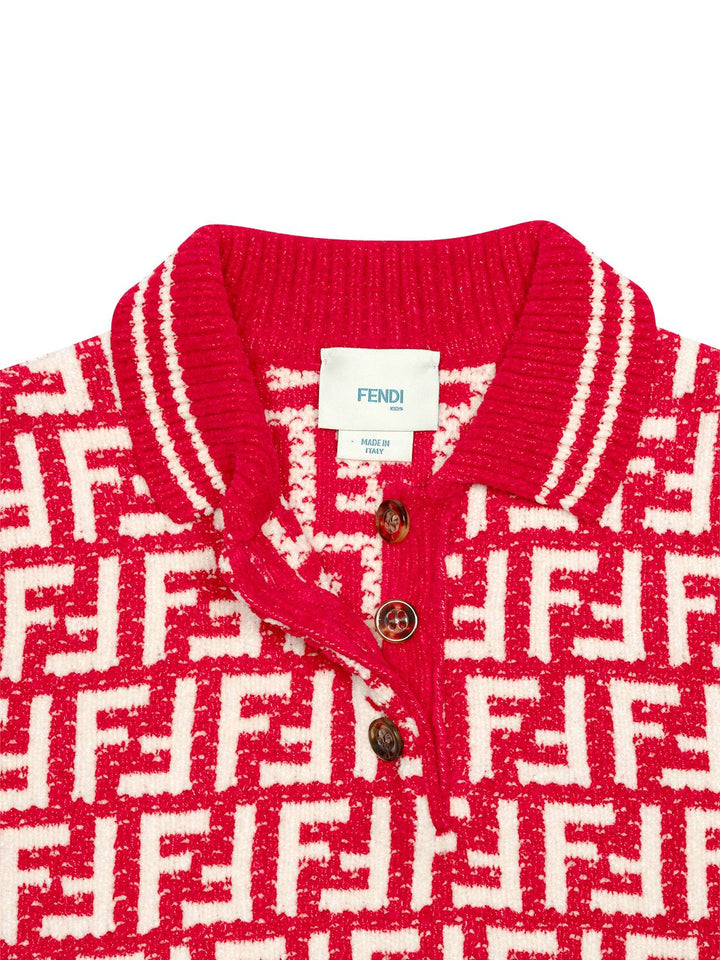 Gestrickter Polo-Pullover mit FF-Logo - Rot