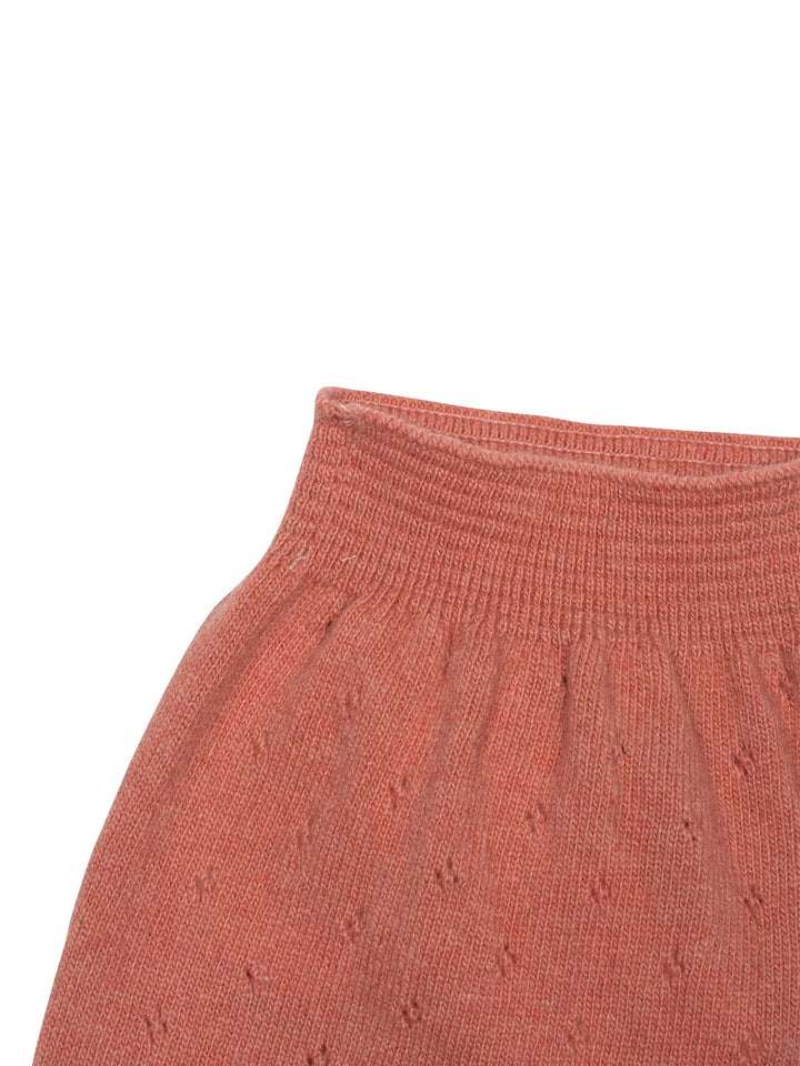 Strickhose mit Lochstrick aus Merinowolle - Coral