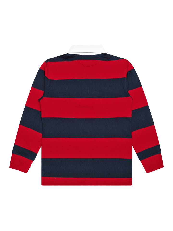 Rugbyshirt mit Logo - Rot/Navy