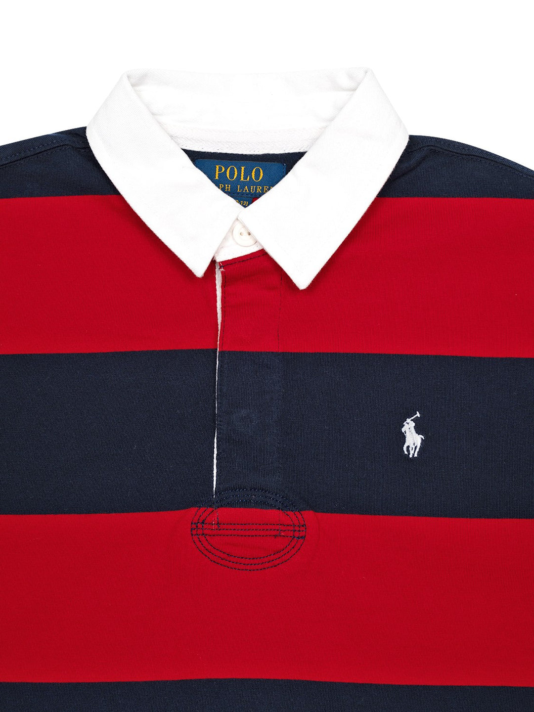 Rugbyshirt mit Logo - Rot/Navy