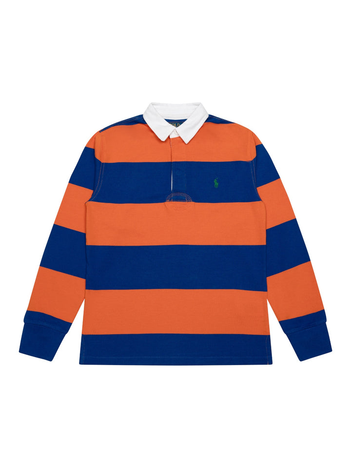 Rugbyshirt mit Logo - Orange/Blau