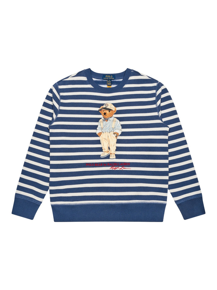 Maritimes Sweatshirt mit Polo Bär - Blau/Weiß