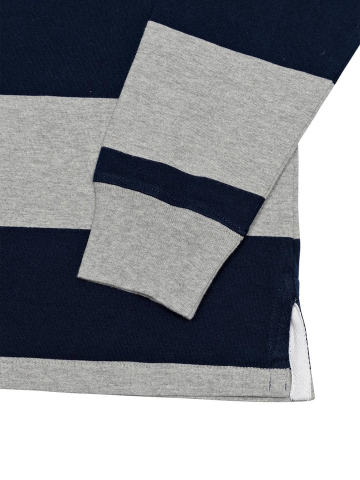 Rugbyshirt mit Logo - Navy/Grau