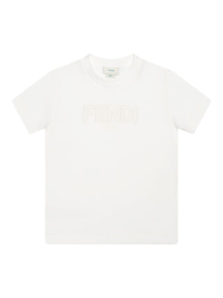 T-Shirt mit Logo-Stickerei - Weiß
