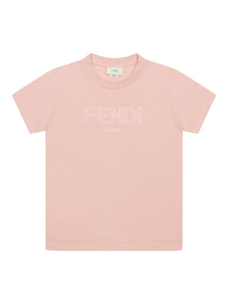 T-Shirt mit Logo-Stickerei - Rosa