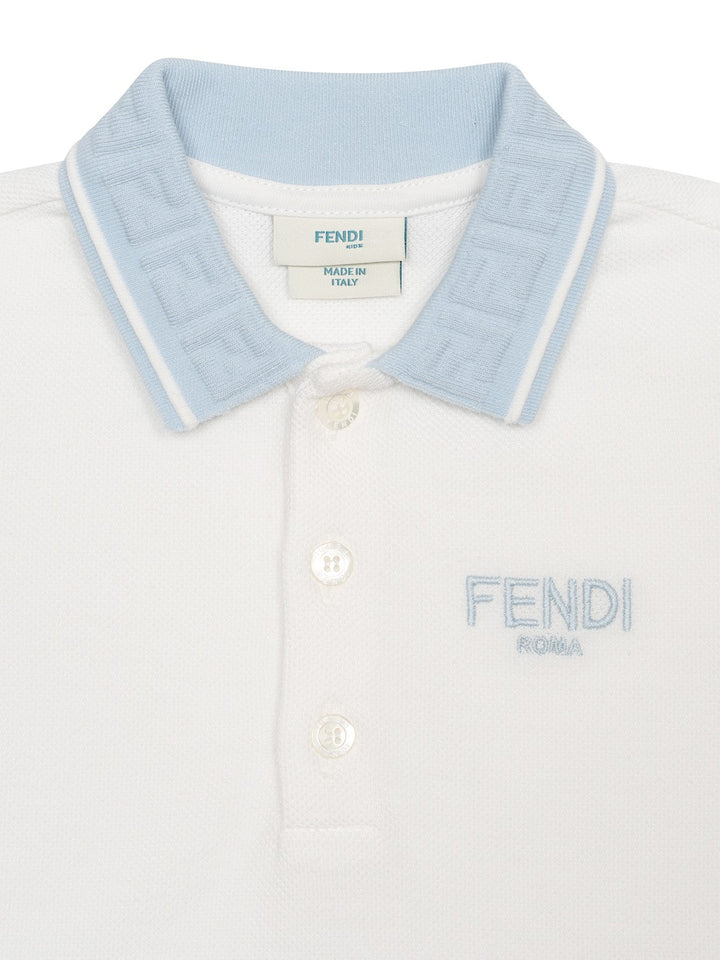 Polo Shirt mit FF-Kragen - Weiß/Hellblau