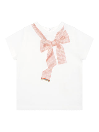 T-Shirt mit Schleifen-Motiv - Weiß