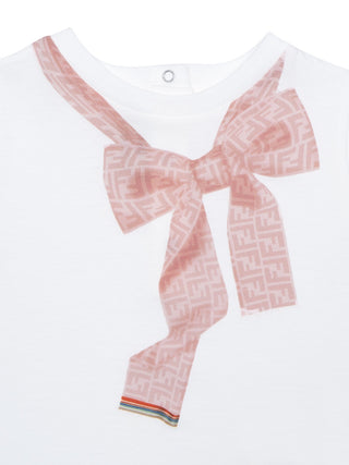 T-Shirt mit Schleifen-Motiv - Weiß