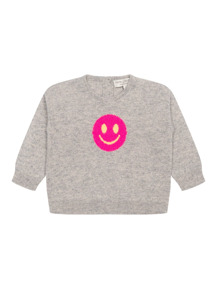 Pullover Smile - Hellgrau/Pink