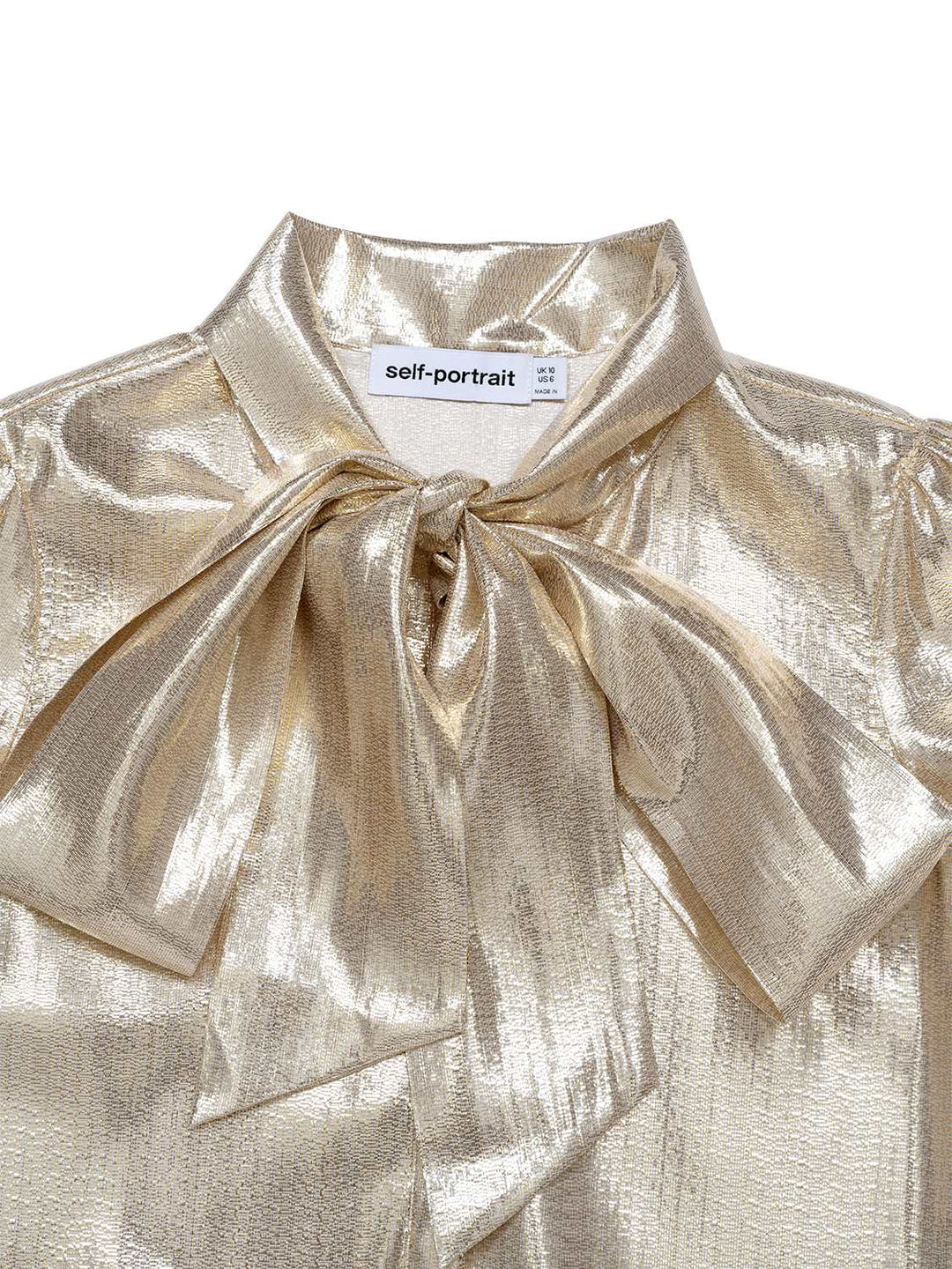 METALLIC PUSSY BOW BLOUSE