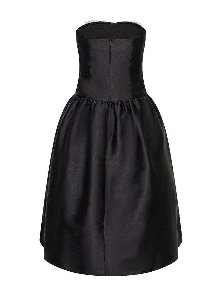 CONTRAST BOW MIDI DRESS