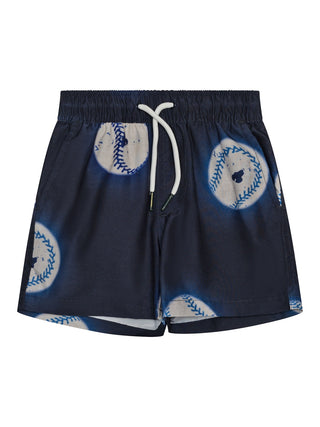 Mittellange Badeshorts mit Allover-Print - Navy