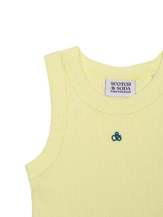 Geripptes Slim-Fit-Tanktop - Gelb