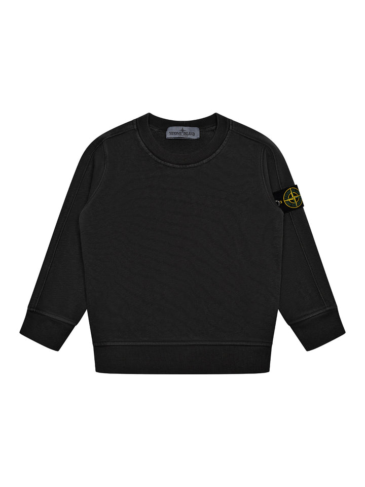 Sweatshirt mit Logo-Patch und Ziernähten - Schwarz