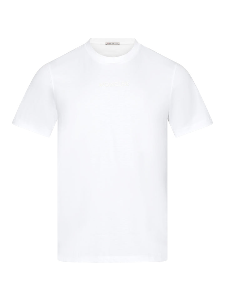 T-Shirt mit Leder-Schriftzug