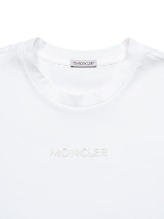T-Shirt mit Leder-Schriftzug