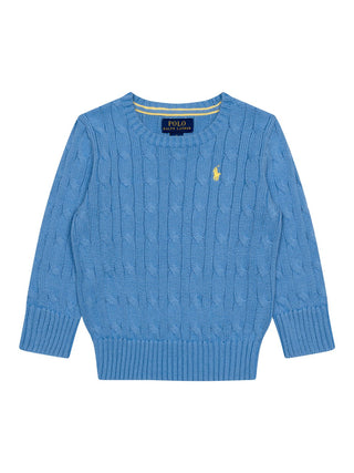 Strickpullover im Zopfstrick-Design - Hellblau