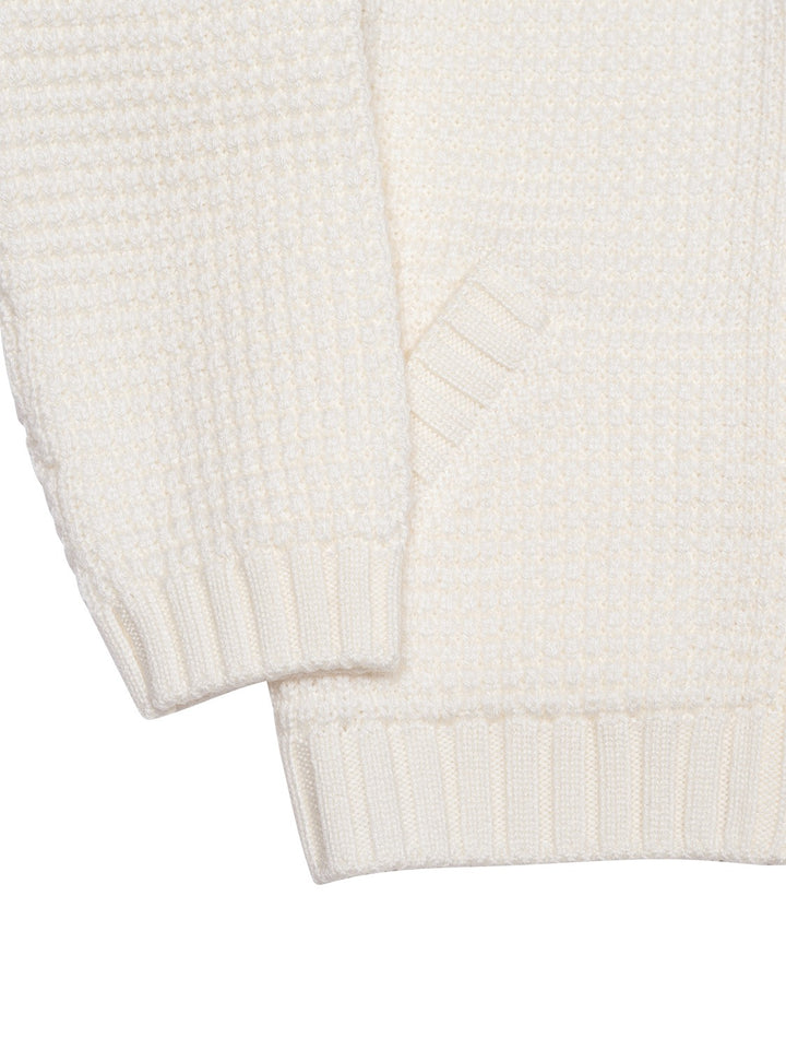 Cardigan aus Schurwolle mit Waffelmuster - Off White