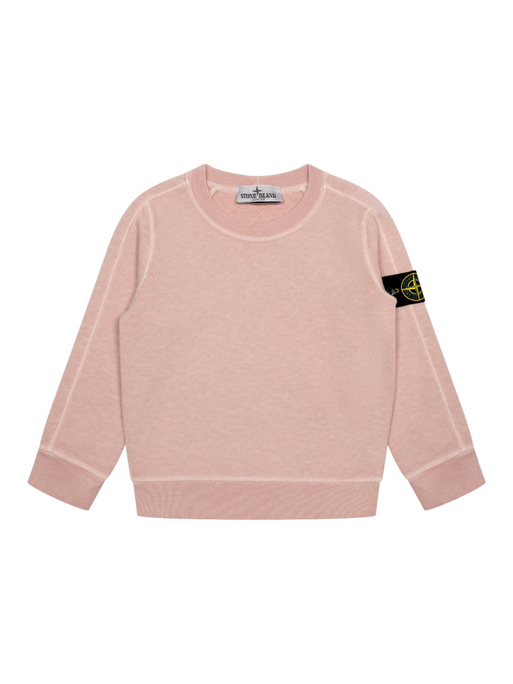 Sweatshirt mit Logo-Patch und Ziernähten - Hellrosa