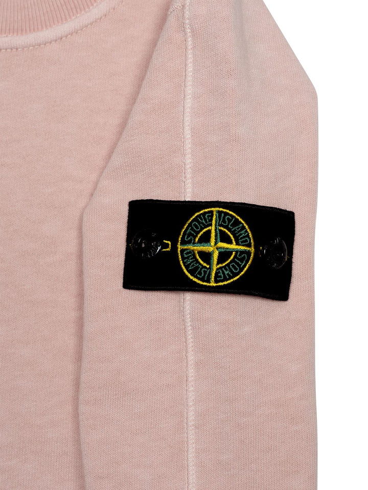 Sweatshirt mit Logo-Patch und Ziernähten - Hellrosa