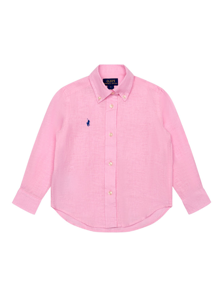 Button-Down-Hemd aus Leinen - Rosa