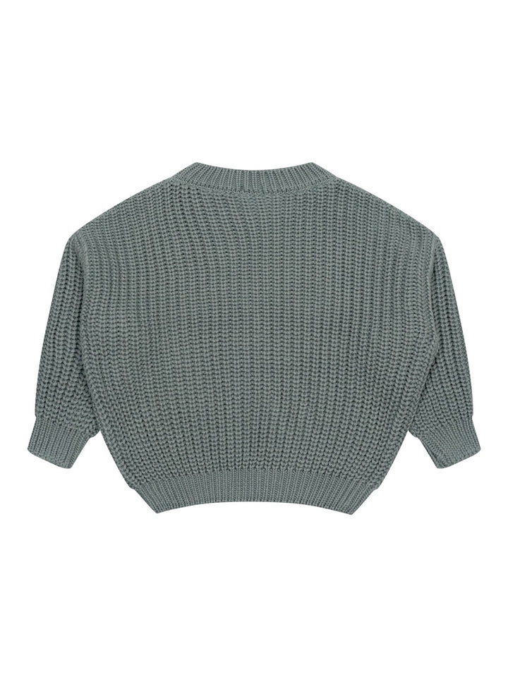 Grob gestrickter Pullover - Grau