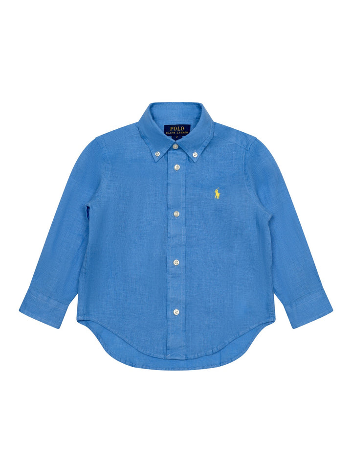 Button-Down Hemd aus Leinen - Blau