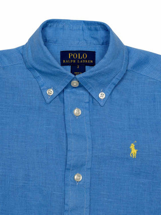 Leinenhemd mit Button Down Kragen Blau